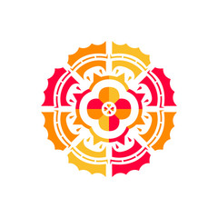 Isolated flower ornament sign. Sun flower flat design. Floral bright medallion emblem