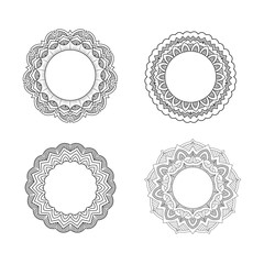 Set of vintage floral frames. Line art ornamental frame vector design