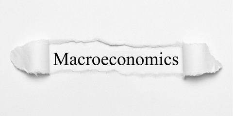 Macroeconomics on white torn paper