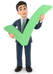 Businessman mit grünen Haken