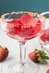 Homemade alcohol jello cubes cocktail.
