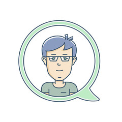 Chat bubble with avatar symbol. Vector icon of communication