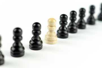 White Pawn in a Line of black Pawns