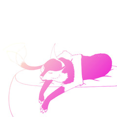 Vector illustration of lying cat