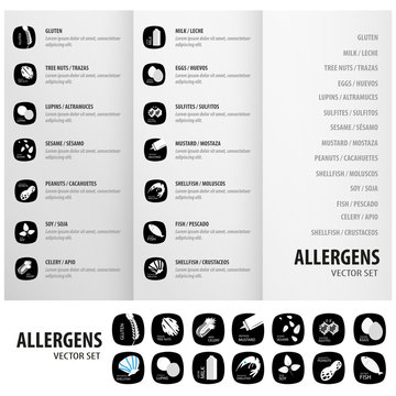 Allergens set triptych design for business