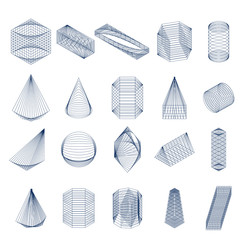 Set of geometric shapes. Isometric view.