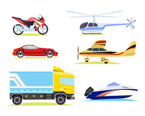Means of Transportation. Collection of Pictures