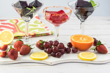 Homemade alcohol jello cubes cocktail.