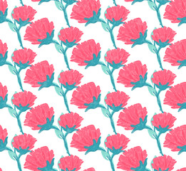 Floral seamless pattern. Hand drawn creative flower. Colorful artistic background with blossom. Abstract herb. It can be used for wallpaper, textiles, wrapping, card. Vector illustration, eps10