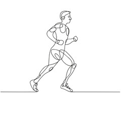 Fototapeta premium Continuous line drawing of RUNNER -variable line-