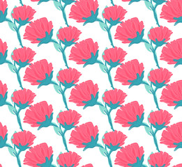 Floral seamless pattern. Hand drawn creative flower. Colorful artistic background with blossom. Abstract herb. It can be used for wallpaper, textiles, wrapping, card. Vector illustration, eps10