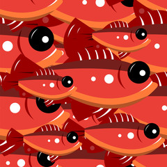 Seamless pattern of fish. Vector illustration of a design for wallpaper or textile industry.