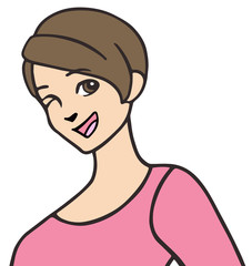 ショートヘアの女の子　/　ベクター