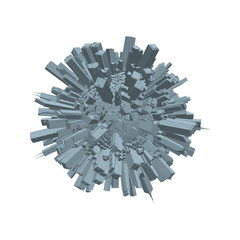 3d city sphere. 3d Vector  illustration.