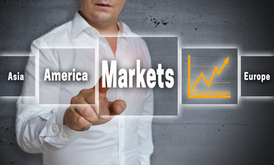 Markets concept background is shown by man