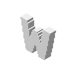 Fototapeta premium 3d pixelated capital letter W. Vector illustration.