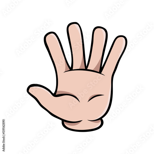 "Human cartoon hand showing five fingers" Stock image and royaltyfree