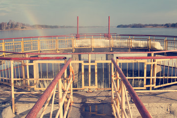Fototapeta na wymiar Dam spillway in a sunny day