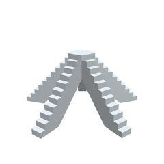 Pedestal with steps. Isolated on white background. 3d Vector illustration.