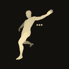 Football player. Sports concept. 3D Model of Man. Sport Symbol.