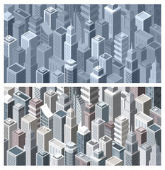 Fototapeta premium Contemporary city with isometric buildings