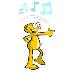 Dancing cartoon isolated on white background