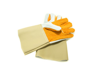leather work gloves  on white background