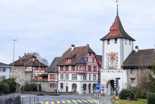 Medieval houses at Sempach on Switzerland