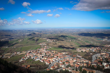 Fototapeta na wymiar Panoramic view of San Marino from Titano Mount