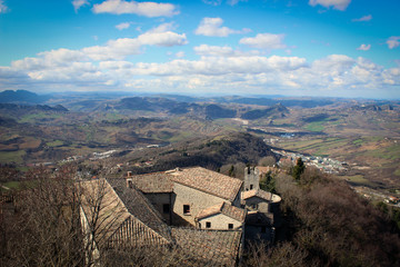 Landscapes and roofs of old city of San Marino