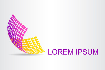 Logo stylized spherical surface with abstract shapes