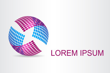 Logo stylized spherical surface with abstract shapes