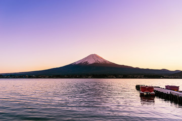mount fuji and kawaguchiko lake in sunset time - can use to display or montage on product