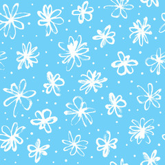 Seamless pattern with hand drawn flowers