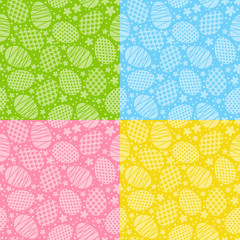 Set of seamless patterns with Easter eggs