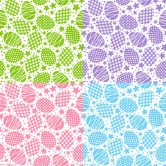 Set of seamless patterns with Easter eggs