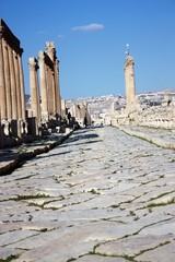 Decumanus in Jerash in Jordan, Middle East