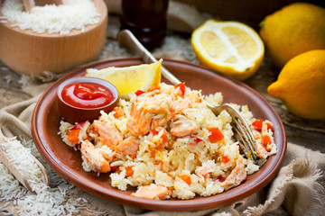 Rice with salmon and lemon