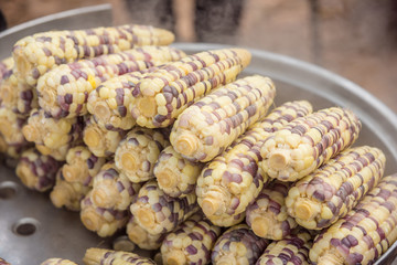 Streaming corn at market ,Thailand