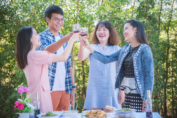 Young asian people at outdoor party