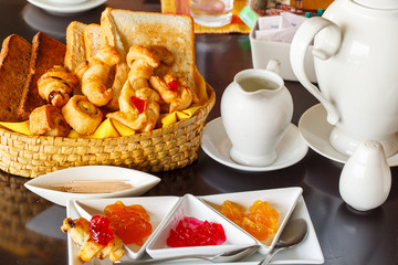 croissants in a basket on the table