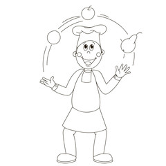 Cook in an apron and cap.
