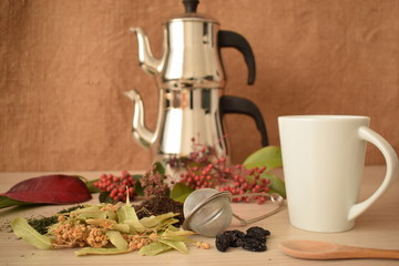cup and herbs