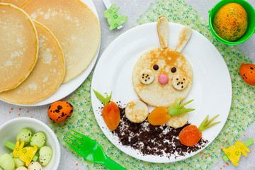 Easter bunny pancakes creative idea for kids Easter breakfast