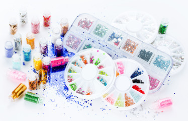 Collection of nail makeup glitters