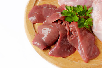 Offal of raw rabbit
