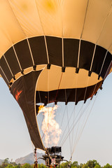 close up of the flame inside of hot air balloon