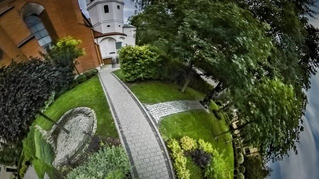 Little Tiny Planet 360 Degree Fairy Tale Old Buildings University Enchanting Town Sights of Opole Time Flies Earth is Rotating Stability of Old City