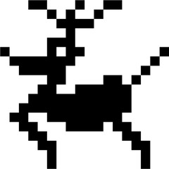 Cute Abstract Pixel Reindeer in Silhouette
