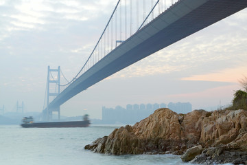 Tsing ma bridge sunset,Hongkong